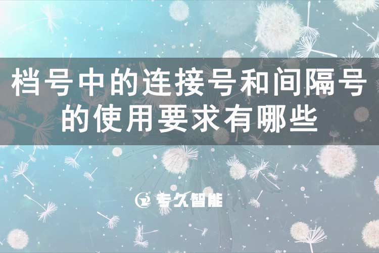 档号中的连接号和间隔号的使用要求有哪些-专久智能